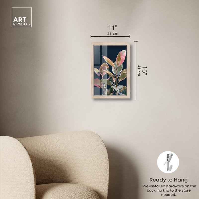 «Fuchsia Frond II Shadowbox Print Natures Art Prints» par Art Remedy, H 16 po x l 11 po, Crème, crème