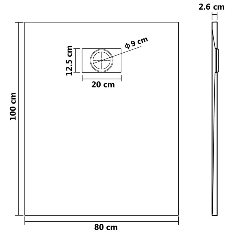 White Rectangular SMC Shower Base Pan with Center Drain