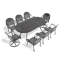 Ensemble de salle à manger 9 pièces en fonte d'aluminium toutes saisons comprenant 2 chaises pivotantes, 6 chaises et une table ovale avec cadre noir