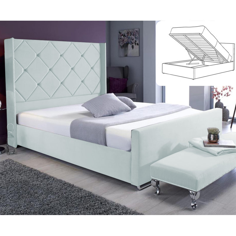 Upholstered Ottoman Storage Bed, Ice, Single (3')