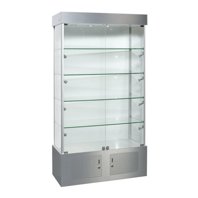 73" H X 40" W - Aluminum Framed Glass, LED Lit Retail Wall Display Case | Fully Assembled
