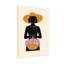 Femme abstraite avec un chapeau tenant un panier de fleurs-681083066-681083067-681083044