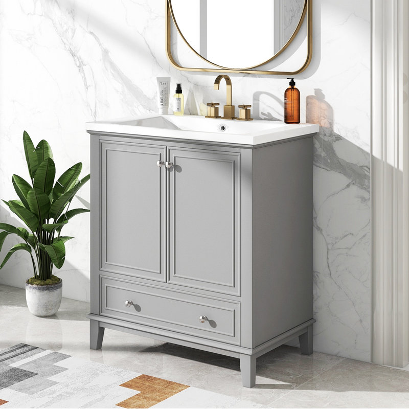 Ensemble de meuble-lavabo simple 30 po Neriadh, Gris