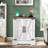 Farmhouse End Table With Charging Station, An Adjustable Shelf And Black Handles And Hinges-2047608715
