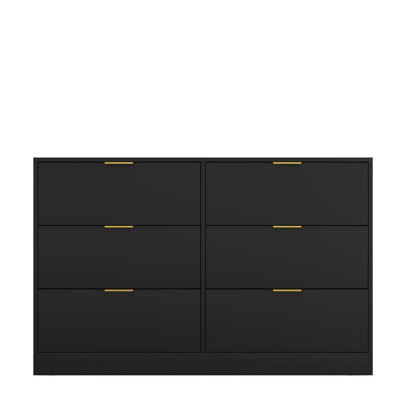 Commode 6 tiroirs pour chambre à coucher, Noir