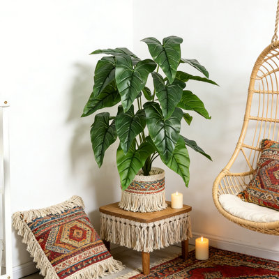 Plante tropicale artificielle de 2 pi dans un pot en plastique blanc, grand faux palmier pour la décoration intérieure et extérieure, faux arbre réaliste pour la maison, le salon, le patio, la salle de bain, le bureau