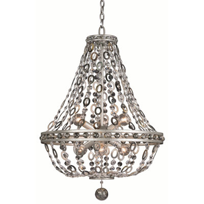 Lucia 6 LT Vintage Silver Leaf Chandelier Allegri