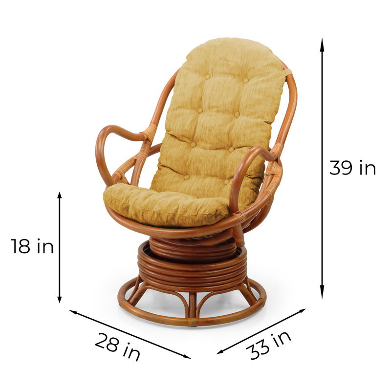 Chaise berçante Alliana, Velours jaune, Marron clair