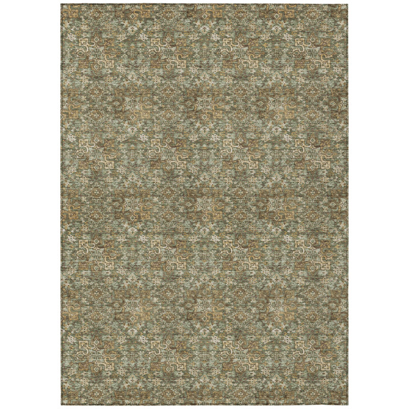 Machine Washable Indoor/Outdoor Chantille ACN2783 Global Rug, 3' x 5', Olive