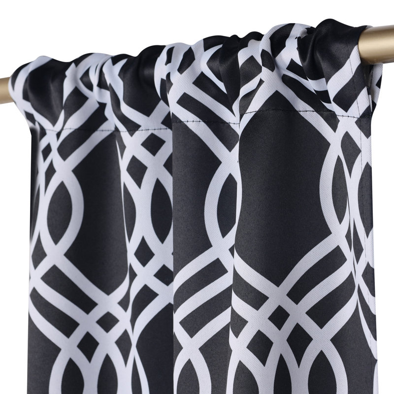 Paire de rideaux obscurcissant 100% polyester Écosse, L 42 po x L 84 po, Noir