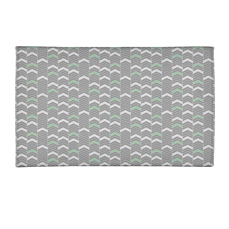Tapis de zone grise à chevrons lineed, Rectangle 3 pi x 5 pi