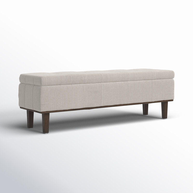 Louise Upholstered Storage Bench, French Beige Basketweave