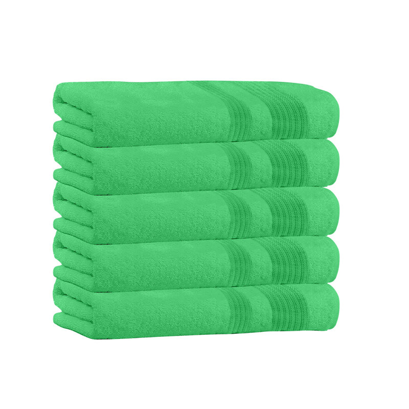  Ensemble de 5 serviettes de bain 100% coton, Vert des îles