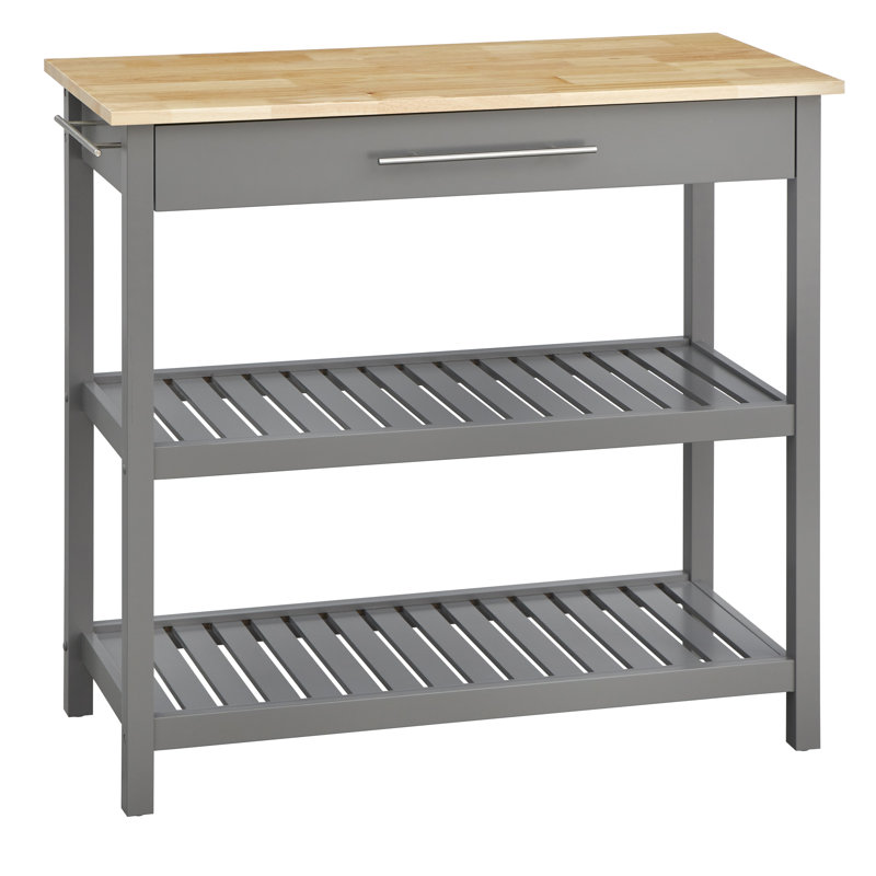 Wydell 41.5 " W Kitchen Island with Solid Wood Top, Charcoal