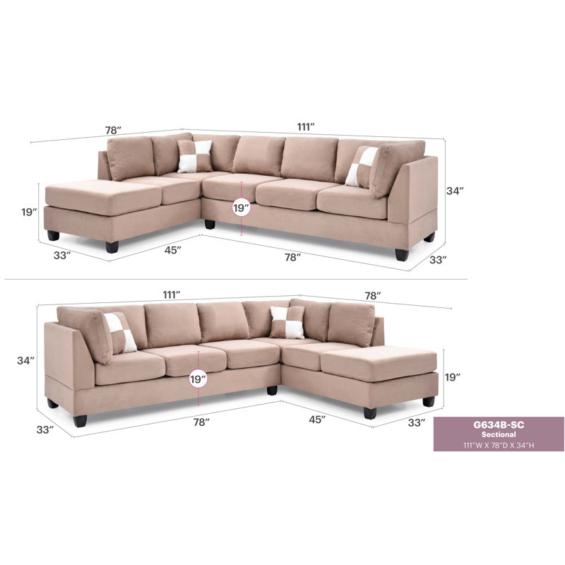 Canapé modulaire Malone (3 boîtes), Tissu moka, Orienté à droite