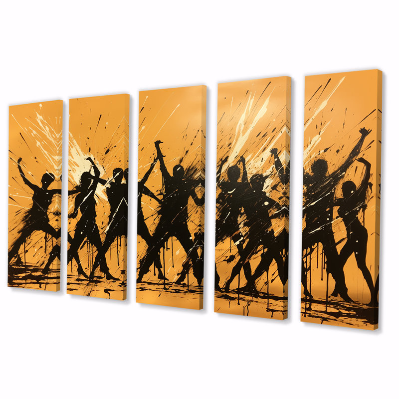 "Art africain dansant zoulou", 5 pièces - 5 pièces, H 28 po x l 60 po