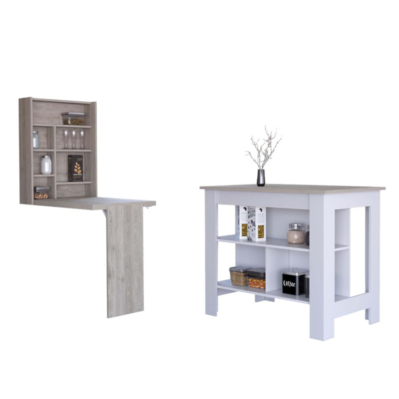 Wilmington 2-Piece Kitchen Set, Multi-Functional Island and Table for Enhanced Storage and Workspace