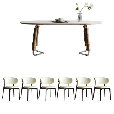 Sintered stone oval dining table set