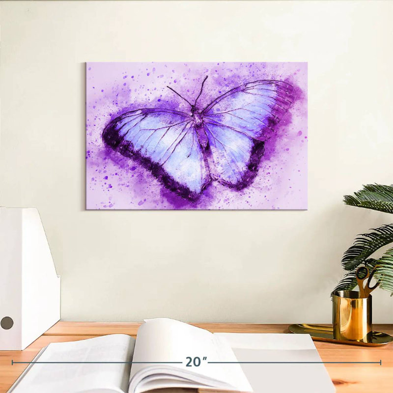 Ronce mauve sur papillon mauve, H 8 po x l 12 po