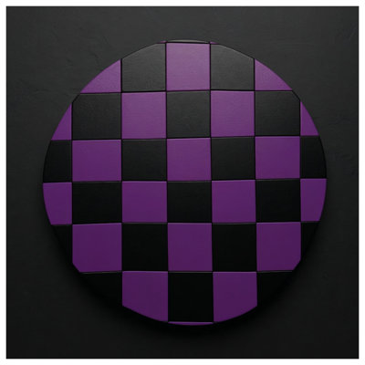 Purple Checkered Circle Bath Mat
