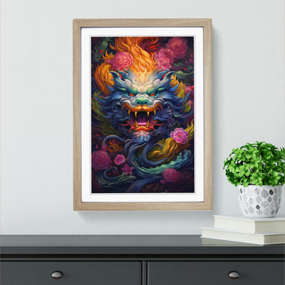 Chinese Dragon Colour Field 1 Piece Single Picture Frame Wall Art