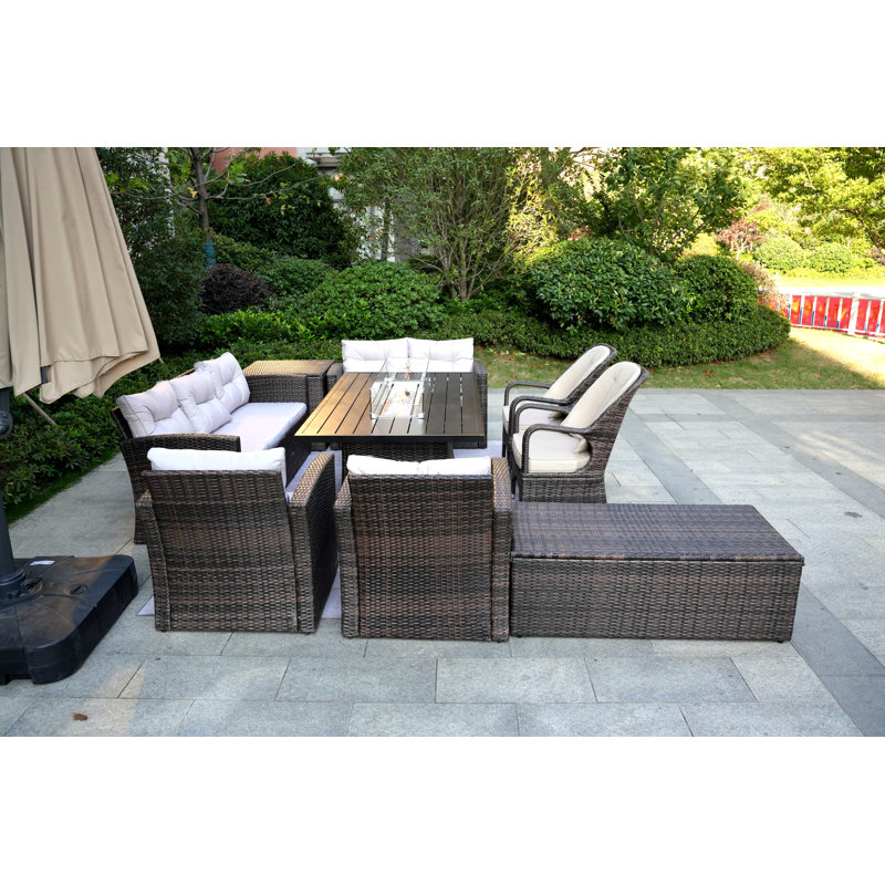 Algird 9 - Person Patio Conversation Set with Cushions