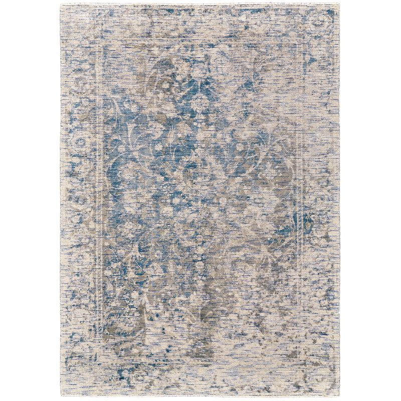 Tapis bleu fait à la main Linke, Rectangle 2 pi x 3 pi