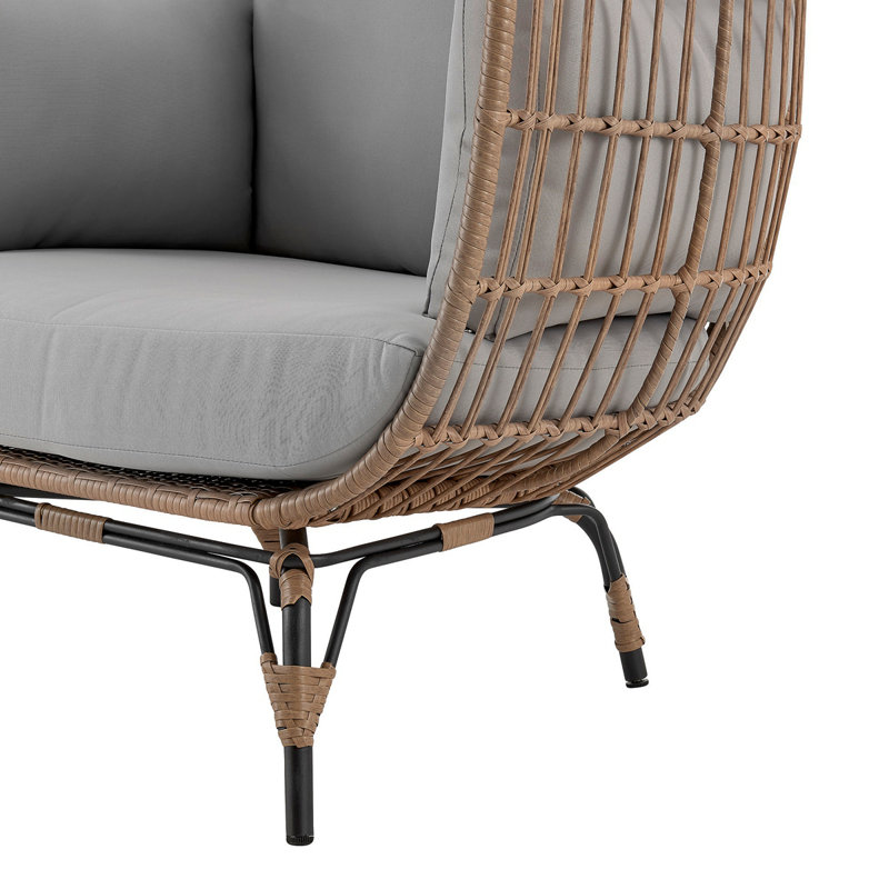 Fauteuil ovale autoportant Spezia en brun clair et gris