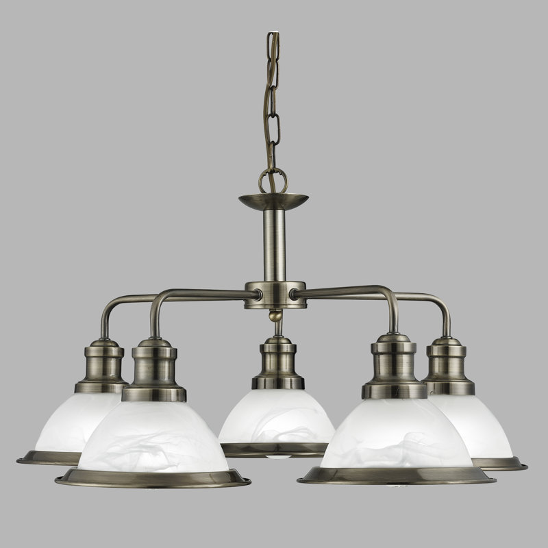 Beverley 5 - Light Shaded Chandelier, Antique Brass