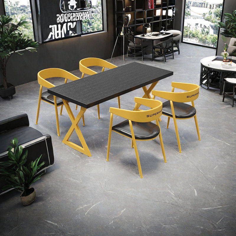 Table et chaises de style industriel, H 29,53 po x L 62,99 po x l 27,56 po
