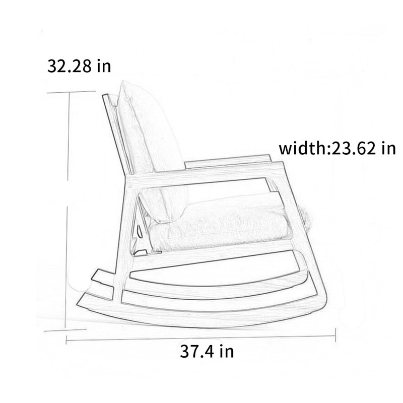Chaise berçante en bois massif de haute qualité, Blanc cassé