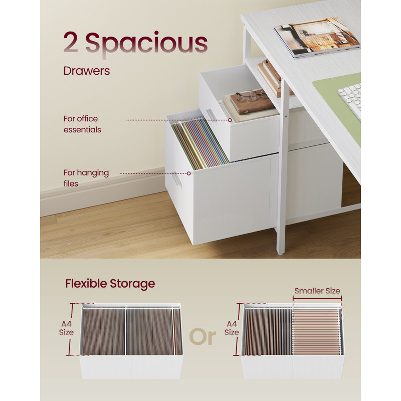 Metal Base Computer Desk, White, 76cm. H x 140cm. W x 60cm. D