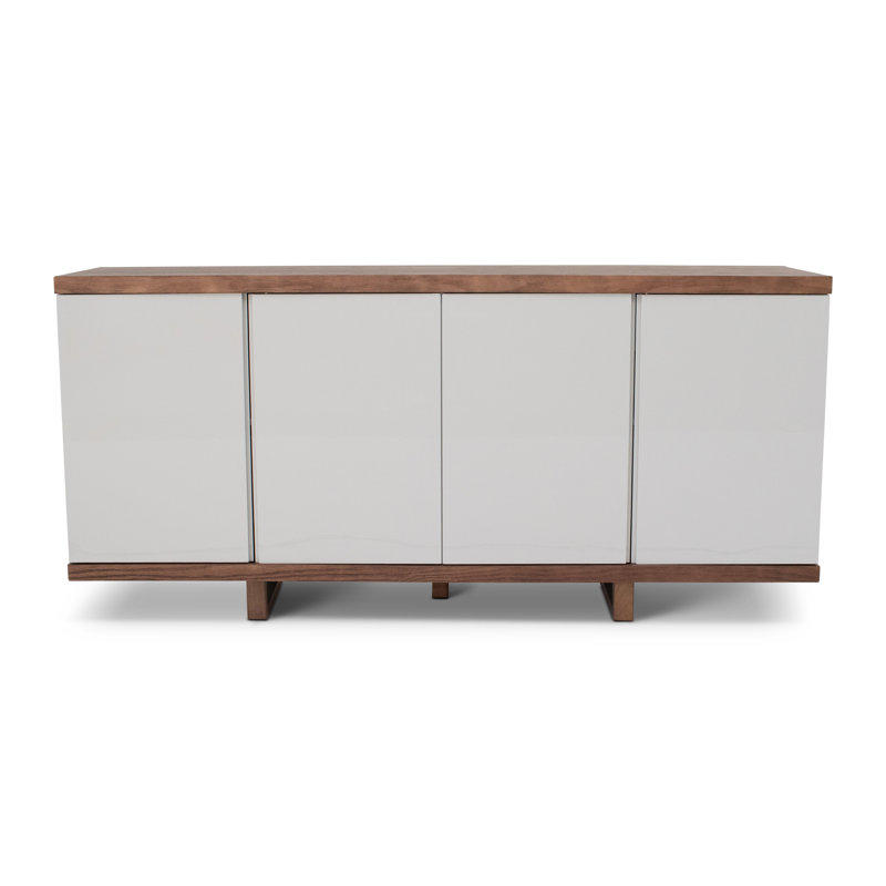 Modern Brazilian 71'' W Solid Wood Sideboard, Nogal/Off White