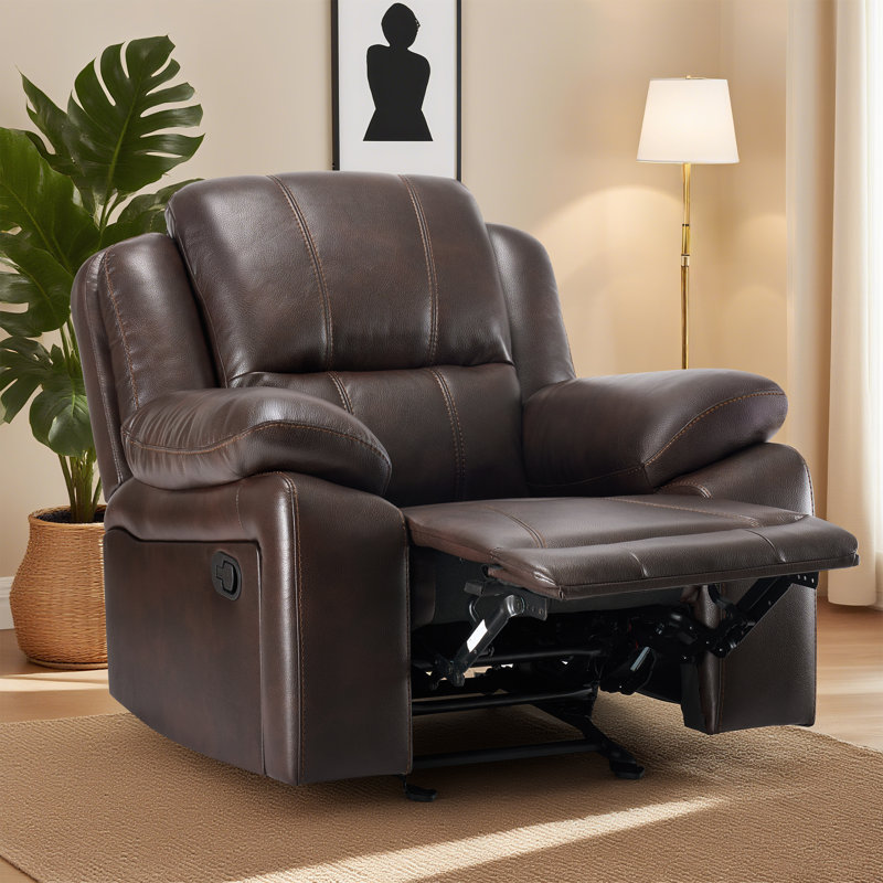 Breathable Vegan Leather Recliner Chair, Lay Flat Recliner For The Elderly, Recliner Sofa for Living Room Home Theater Seating
