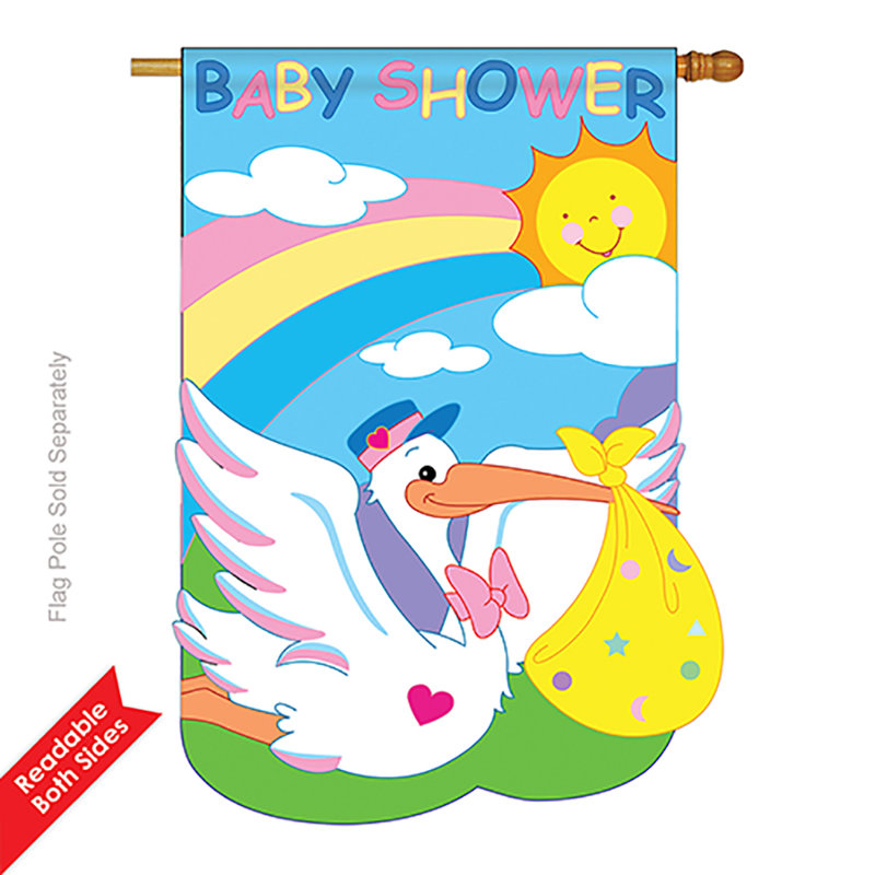 Double Sided 40'' H x 28'' W Polyester New Baby House Flag