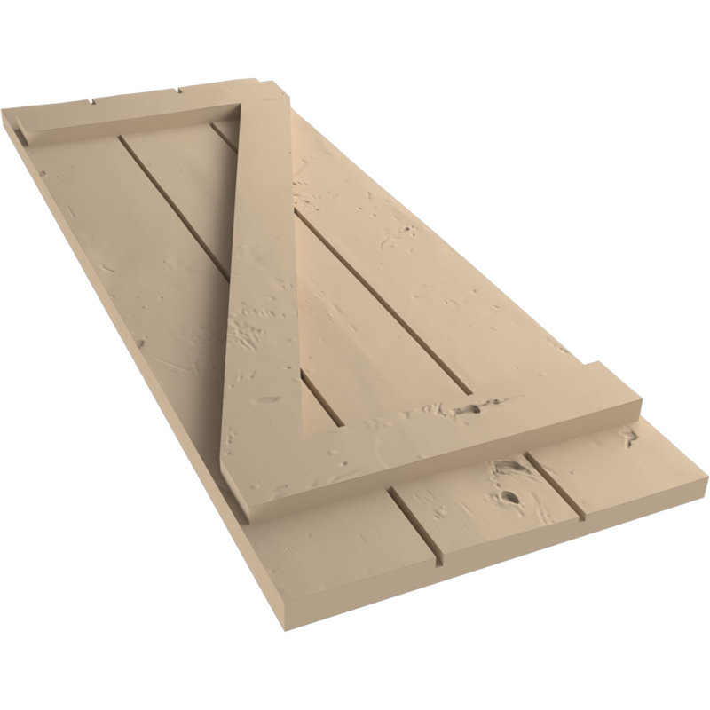 Volets en faux bois avec planche en Z, Texture de pin noueux / brun clair apprêté, 16", H 24 po x l 16,5 po x P 1 po