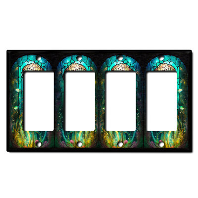 Copper Rust Patina Teal Print 4 - Gang Toggle Light Switch Standard Wall Plate