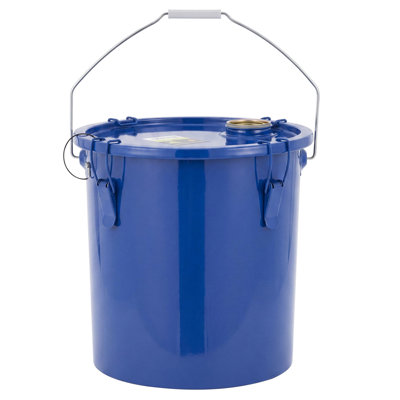 6-Gallon Fryer Grease Bucket with Top Pour Opening, High-Temperature Resistant Oil Storage Caddy with Sealing Ring, Nylon Filter Bag, Dual Handles, Locking Clips for Used Cooking Oil, Blue