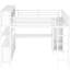 Lit mezzanine en métal blanc avec rangement et bureau, grande taille, garde-robe, peu encombrant, cadre robuste pour garde-robe-792991004
