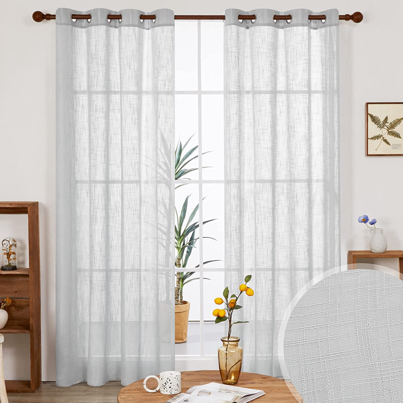 Sheer Curtain Pair, 52" W x 63" L, Light Gray