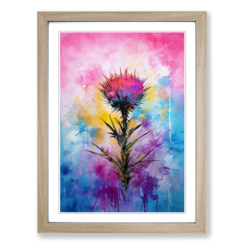 Thistle Abstract Framed Print, Oak Framed, 34cm H x 25cm W
