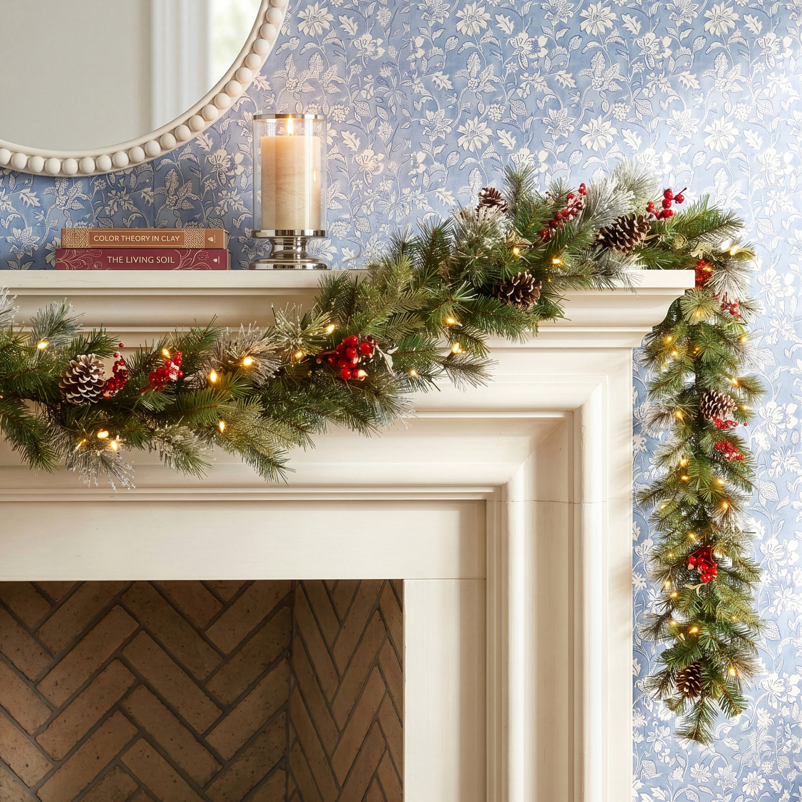 108" Frosted Pre-Lit Berry Garland