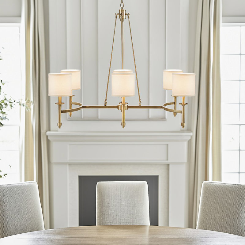 Elegenza 6 Light Chandelier, Antique Gold