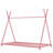 Metal Twin Size House Platform Bed With Triangle Structure, Pink-243458191