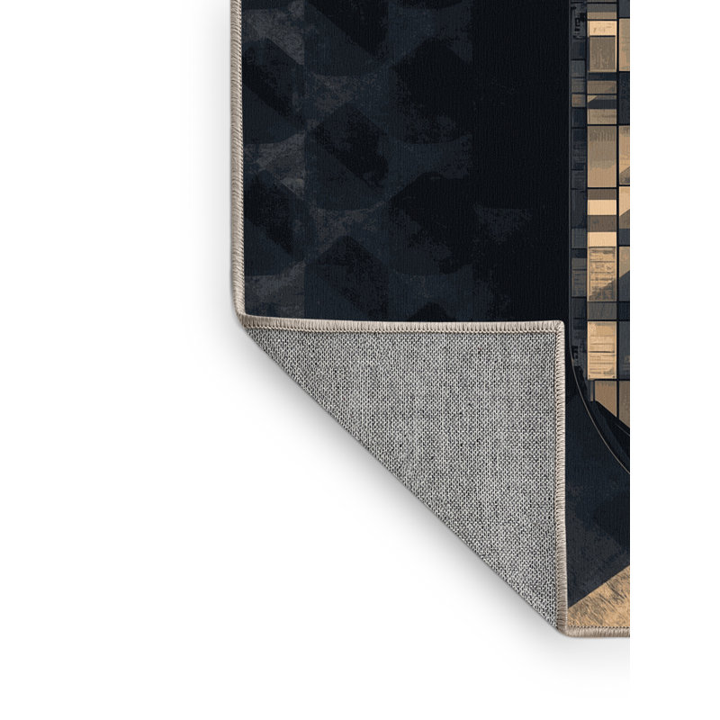 Machine Washable Vehicles And Transportation Cargo Container Ship Industrial Geometric Rug in Gray – Beige Binding, 5x8