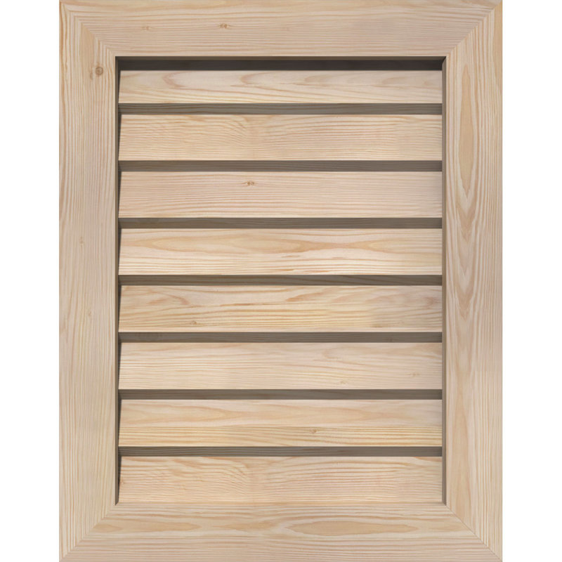 Évent vertical vertical en bois non fonctionnel avec cadre décoratif, Pin brut (lisse)