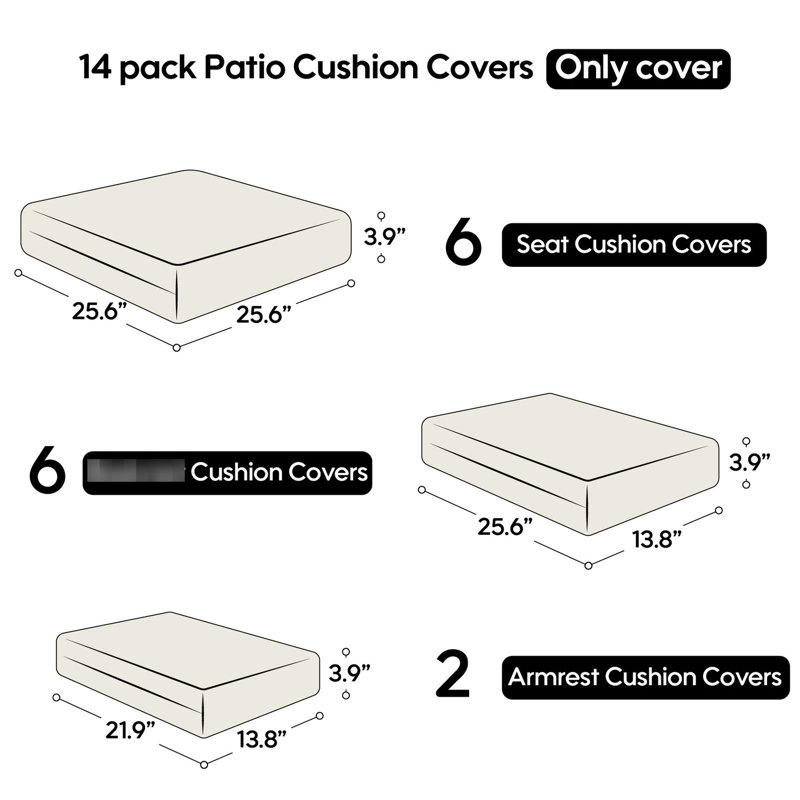 14pack Zippered Outdoor Cushion Covers For 6 , Navy Blue, Seat And Back Slipcovers Blue 6, With, Navy Blue