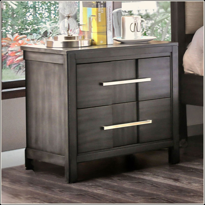 Table de chevet transitionnelle 1Pc, Gris