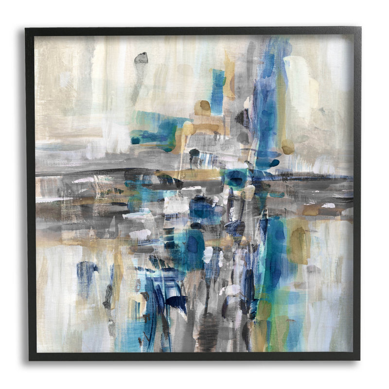 «Chaotic Abstract Blue Arrangement», art de la giclée encadrée par Susan Jill, H 12 po x l 12 po x P 1,5 po