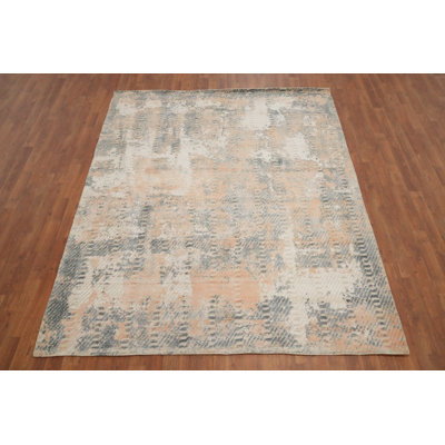 Abstract Texture Area Rug 6x8 in Modern Neutral Tones for Living Room
